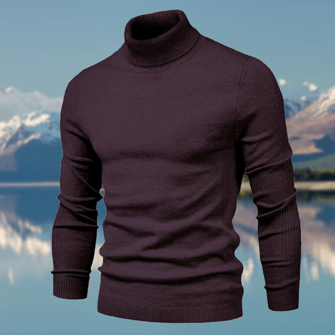 Bastiaan | Klassieke effen coltrui voor heren, gebreide trui met lange mouwen, casual wintertop