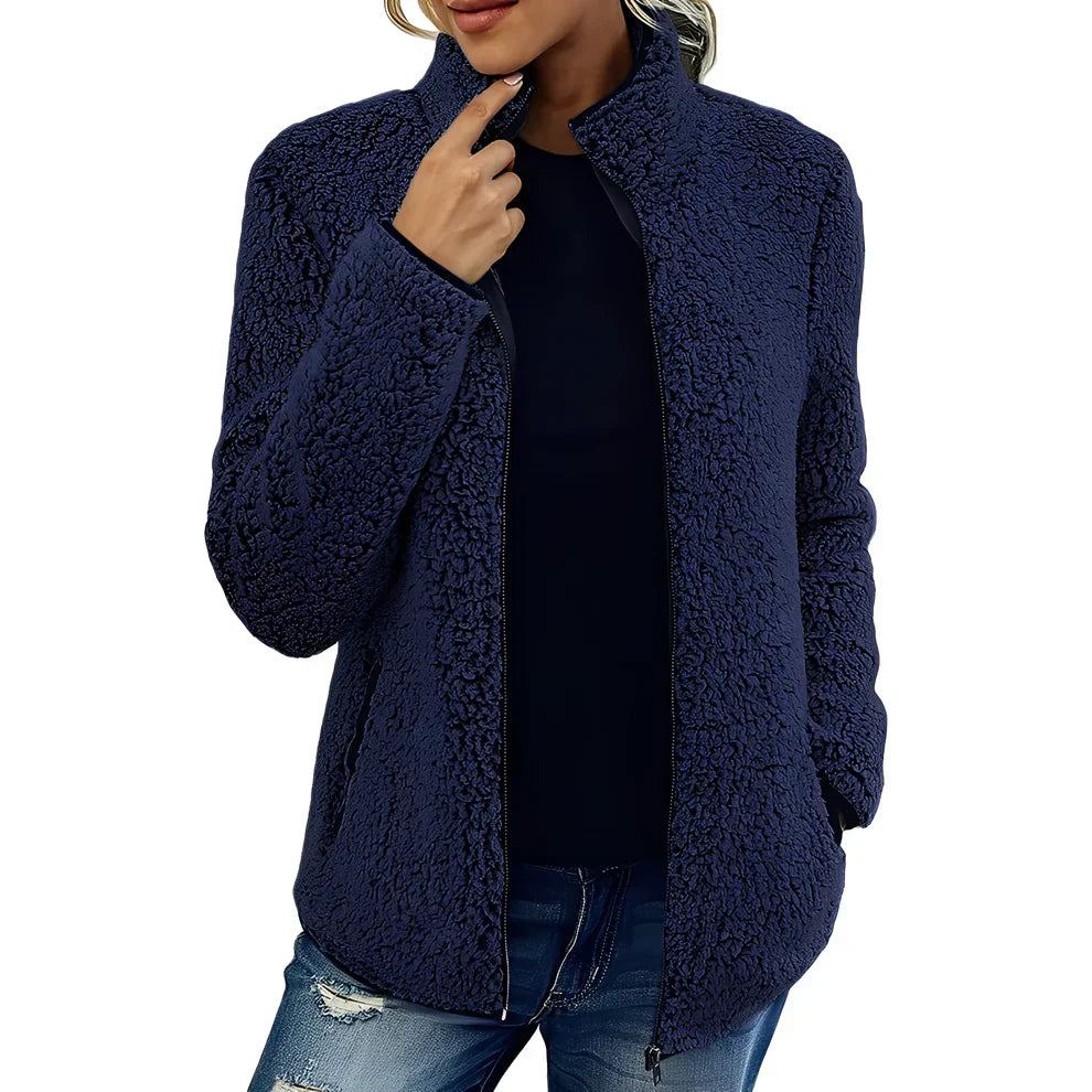 Eirlyn | Warme winterjas met volledige ritssluiting, zacht en comfortabel polyester fleece met zakken