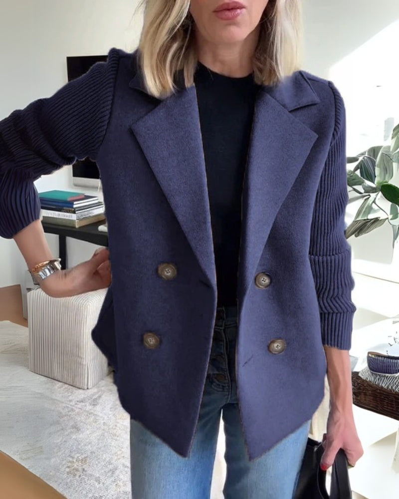 Vaida | Women's Casual Blazer with Knitted Sleeves - Elegant, Soft & Stylish Jacket