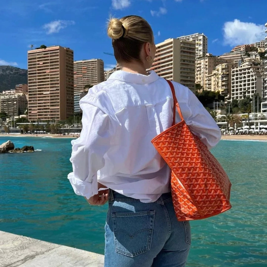 VeroTote | Elegante Leren Schoudertas, Stijlvolle Gedrukte Ontwerp draagtas