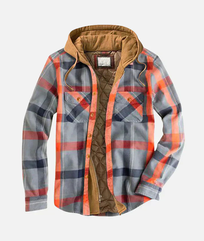 Abelric | Heren patchwork geruite jas met capuchon – Casual streetwear geruite jas voor herfst/winter