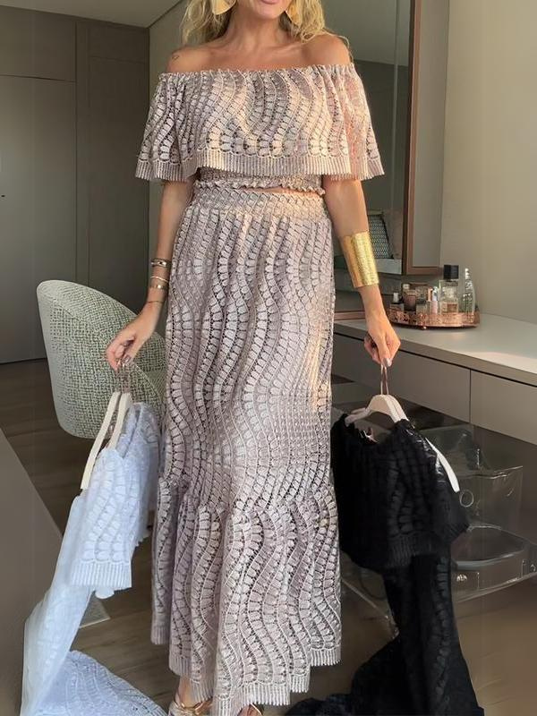 Raquel | Casual Off-shoulder uitgesneden tweedelige set