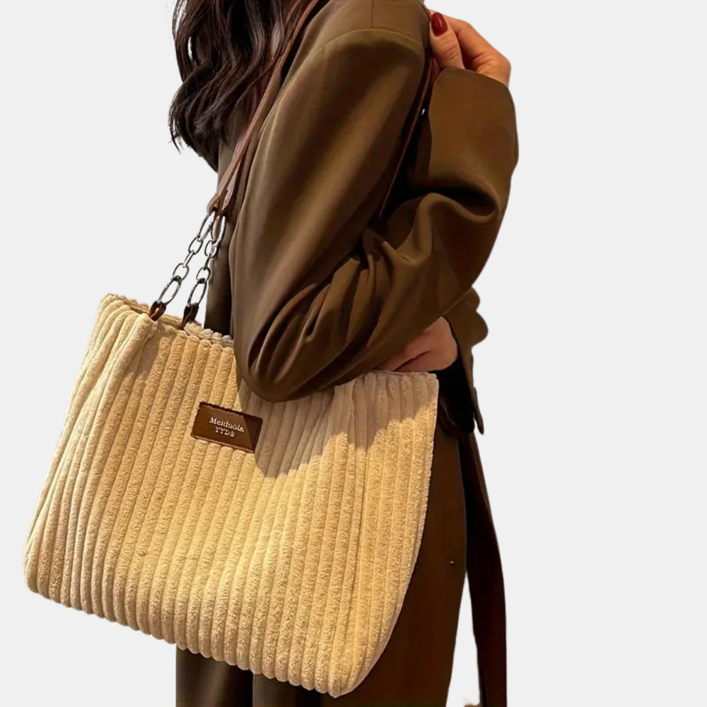 Cordura | Zachte corduroy schoudertas – casual handtas voor dames, lichtgewicht tas voor dagelijks gebruik