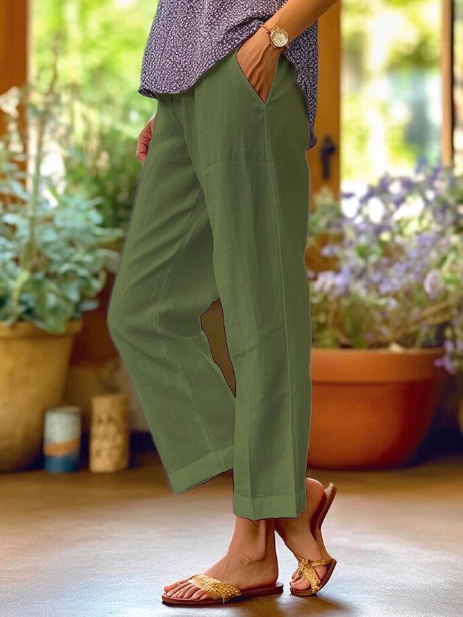 Belma | Wijde Linnen Broek voor Vrouwen - Los-pas Ademende Casual Zomerbroek