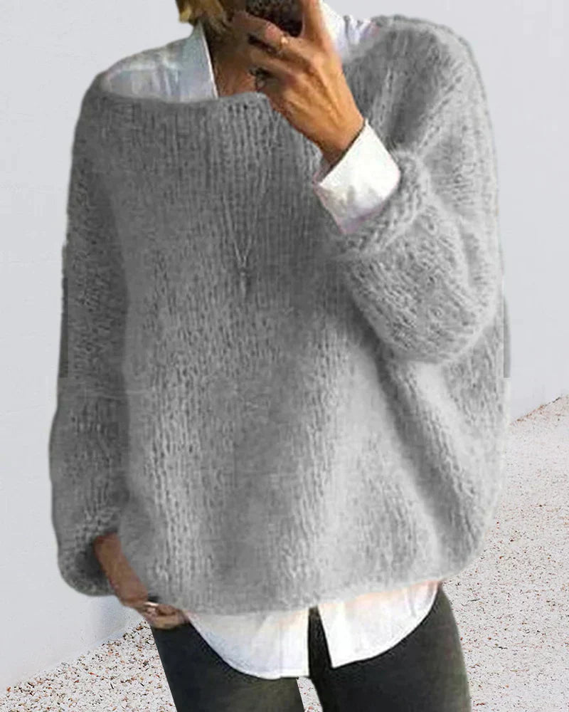 Kazelle | Zachte gebreide trui, comfortabele pullover met lange mouwen, veelzijdige gebreide wintertop