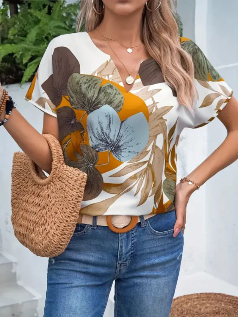 Lucrezia | Chemise à manches courtes pour femme, imprimé floral - Haut élégant