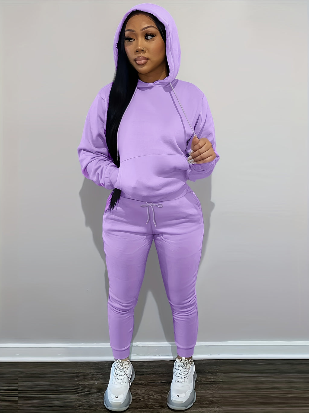 Thais | Casual tweedelige damesset - hoodie met koord en joggingbroek