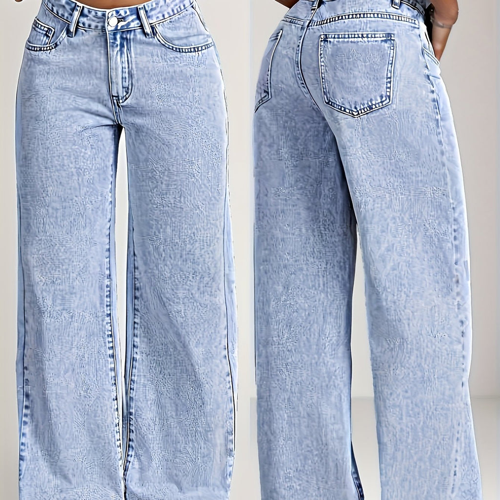 Sylvitha | Damesjeans met rechte pijpen en wijde pijpen – Losse pasvorm, comfortabele casual broek