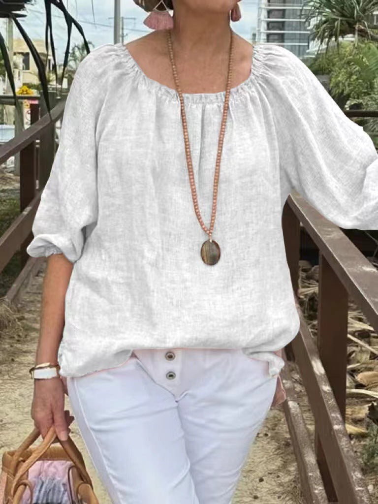 Denise | Casual Ronde Hals Top met Halve Mouwen