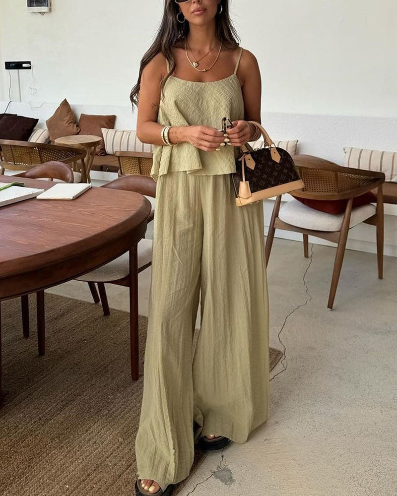 Dolores | Zomer jarretel top en broek set - Luchtig en ademend