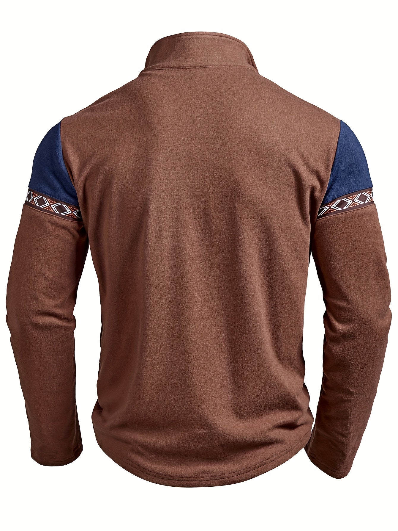 Ignacio | Heren Etnisch Patroon Sweatshirt met Halve Rits - Gestreept Kleurenblok Lange Mouwen Casual Henley Top voor Herfst & Winter
