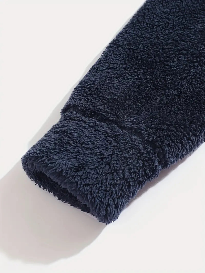 Nabil | Kleurblok Teddy Hoodie voor Heren - Stijlvolle en Warme Winter Hoodie, Zacht & Comfortabel