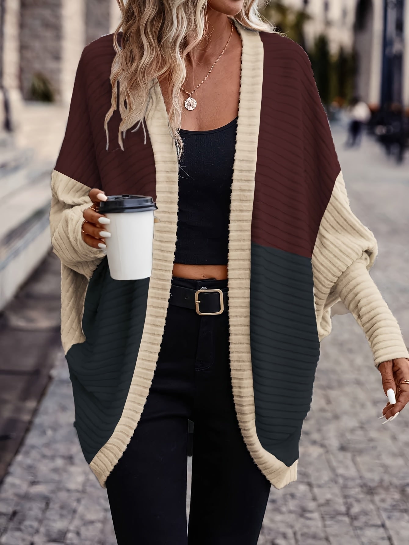 Valyra | Oversized gebreid vest met kleurblokken voor dames – Casual losse lentetop