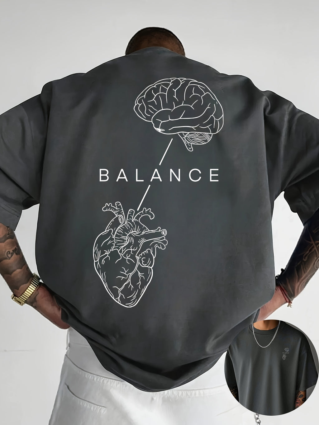 Rhysen | Heren T-shirt met grafische print – ontwerp op voor- en achterkant