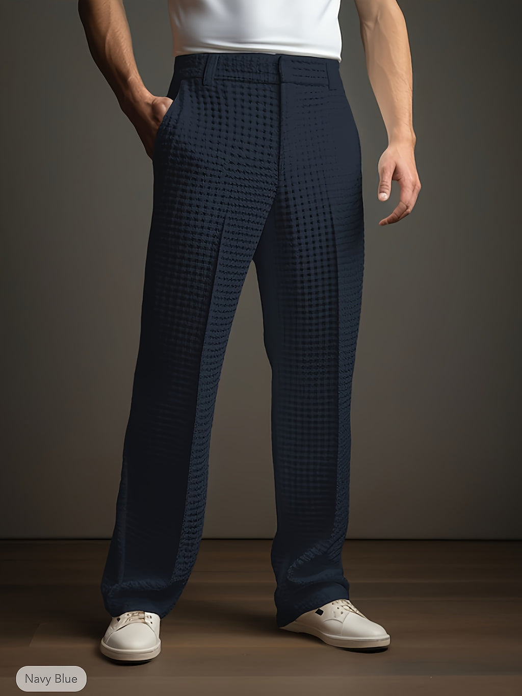 Archer | Rechte casual broek voor heren – zakelijke chino met wafelstructuur, slim fit kantoorbroek