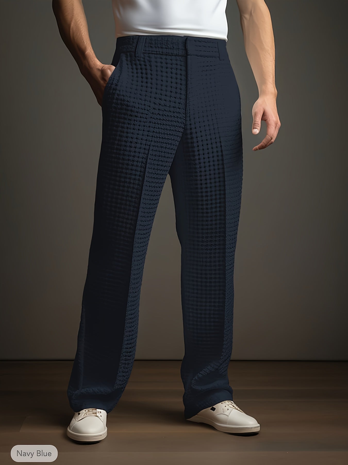 Archer | Rechte casual broek voor heren – zakelijke chino met wafelstructuur, slim fit kantoorbroek