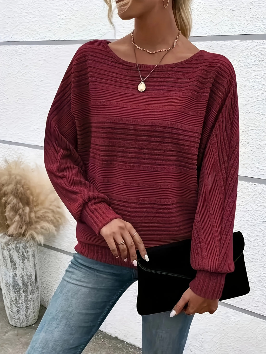 Zosia | Casual Vrouwen Trui met Batwing Mouwen - Losse Pasvorm Top Met Crew Hals
