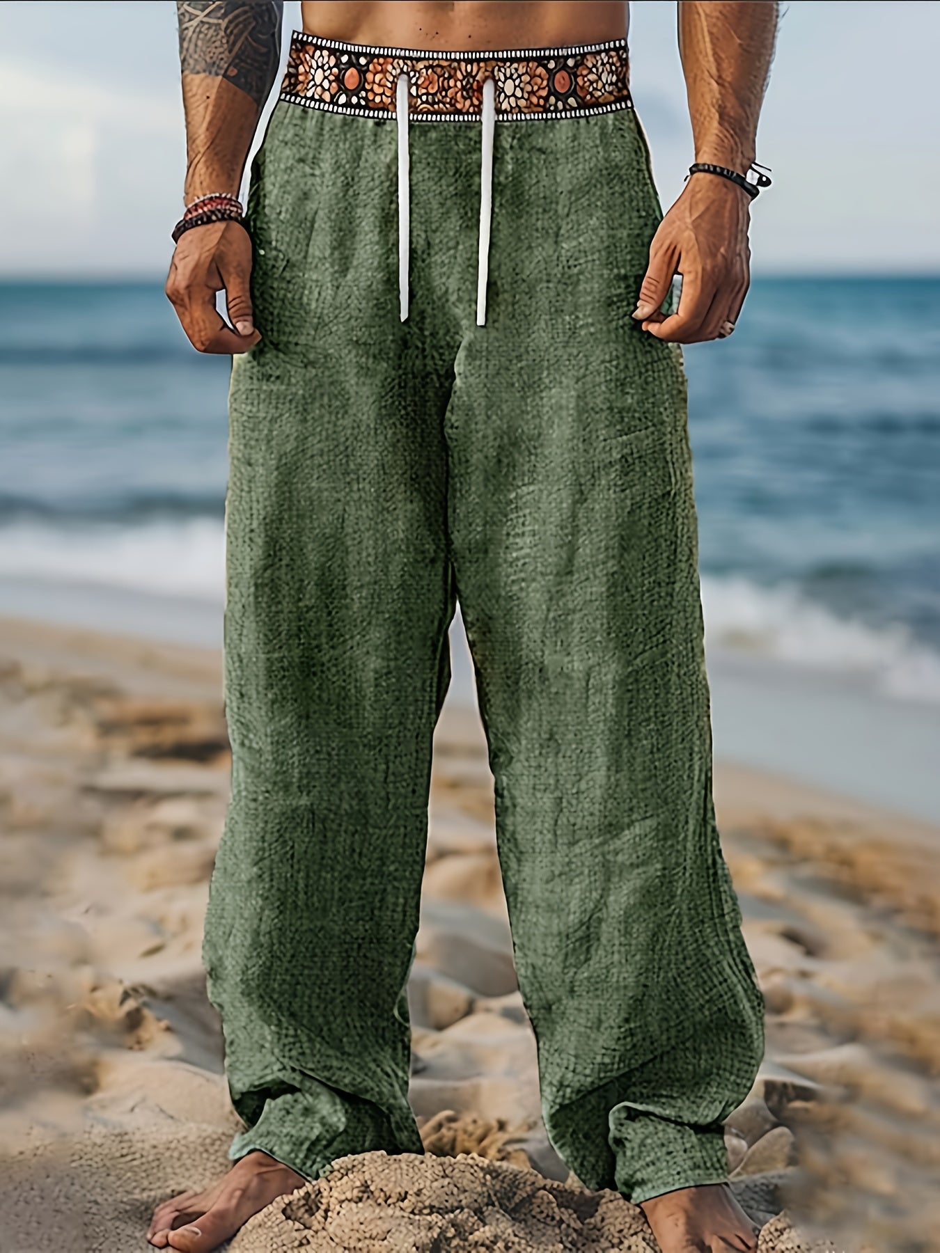 Eryas | Heren Casual Lange Broek met Trekkoord – Lichtgewicht, Voor Strand, Dagelijks Gebruik & Zomer