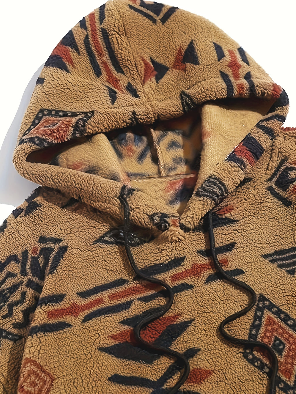 Dario | Herenhoodie met Aztekenprint en pluche - Casual Flannel, fleece gevoerd, lange mouwen, verstelbaar rijgsnoer