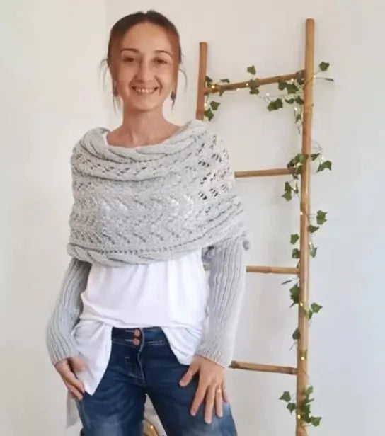Winifred | Gebreide omslagdoek voor dames – Comfortabele oversized gebreide sjaal voor herfst en winter
