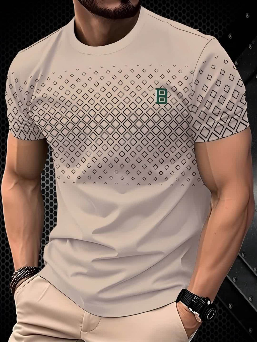 Ydran | Men's Round Neck T-shirt - Stretch knit fabric, soft polyester