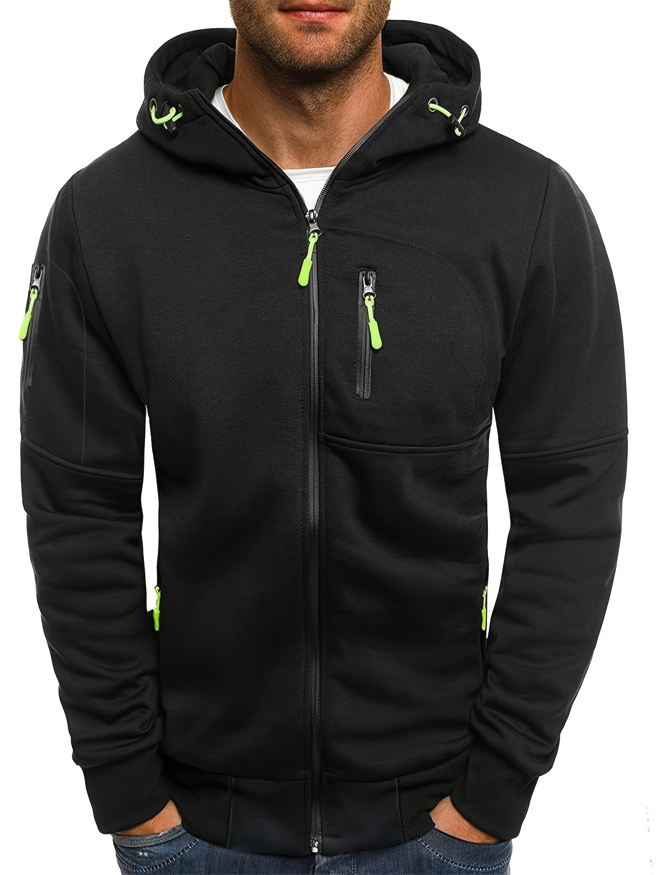 Gian | Men's hooded full-zip sports jacket - Casual full-zip hoodie