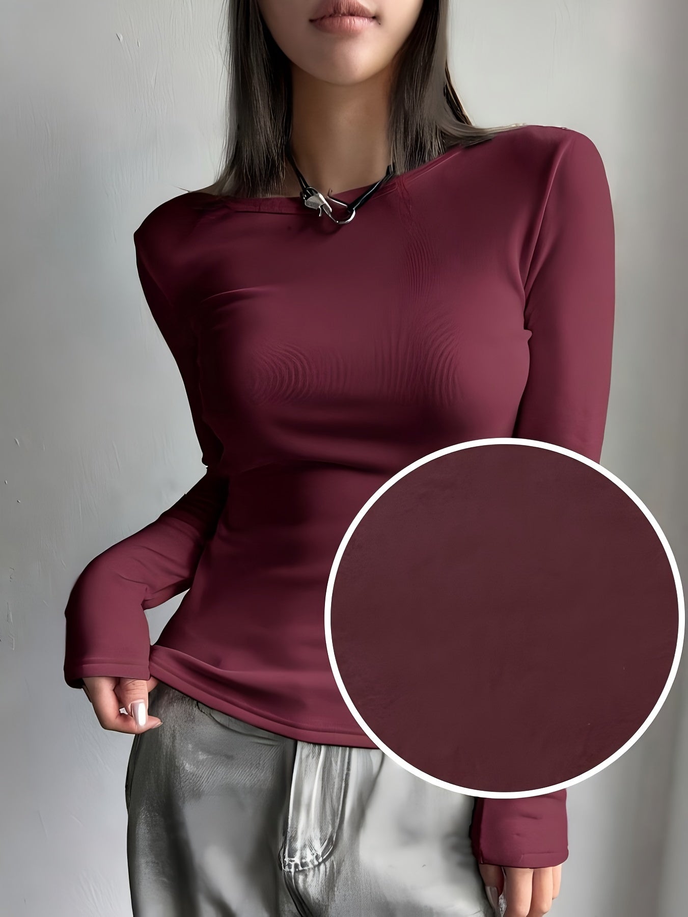 Valeria | Women's Thermal Knit Slim Fit Top, Fleece Lined Warm Baselayer, Winter Long Sleeve Top