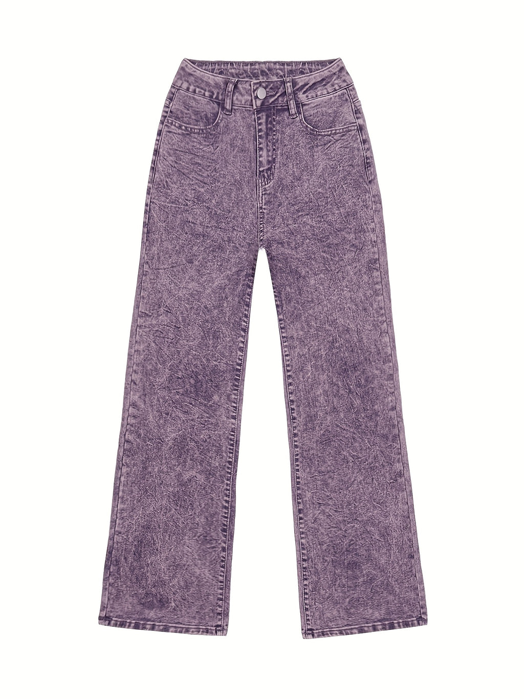 Viridia | Hoge taille stretch jeans voor dames – Losse acid wash rechte en wijde pijpen, buikcontrole, zakken