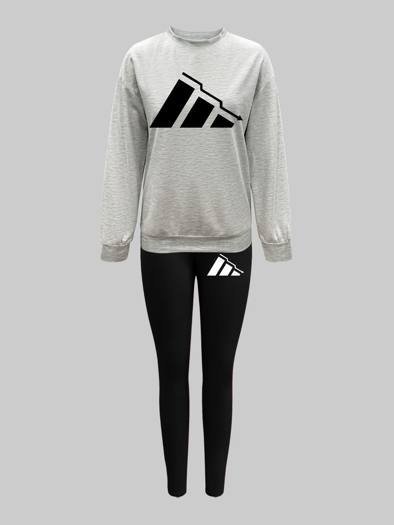 Elvanys | 2-delige set voor dames bestaande uit een sweatshirt en legging – Comfortabele outfit met ronde hals en lange mouwen voor de herfst/winter