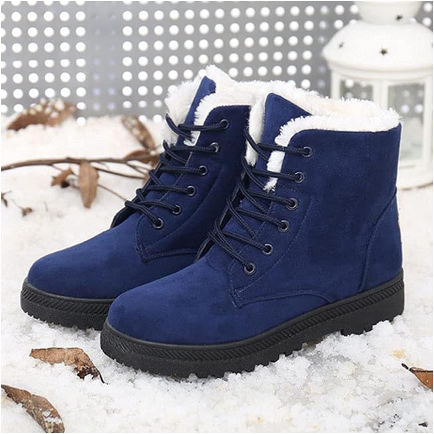 SnowTread | Antislip enkelsneeuwlaarzen met veters en pluche voering voor dames - Waterdichte winterschoenen