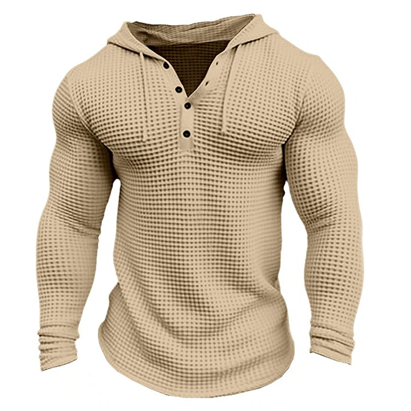 Jaxel | Moderne wafelhoodie voor heren – Casual streetwear-trui met lange mouwen