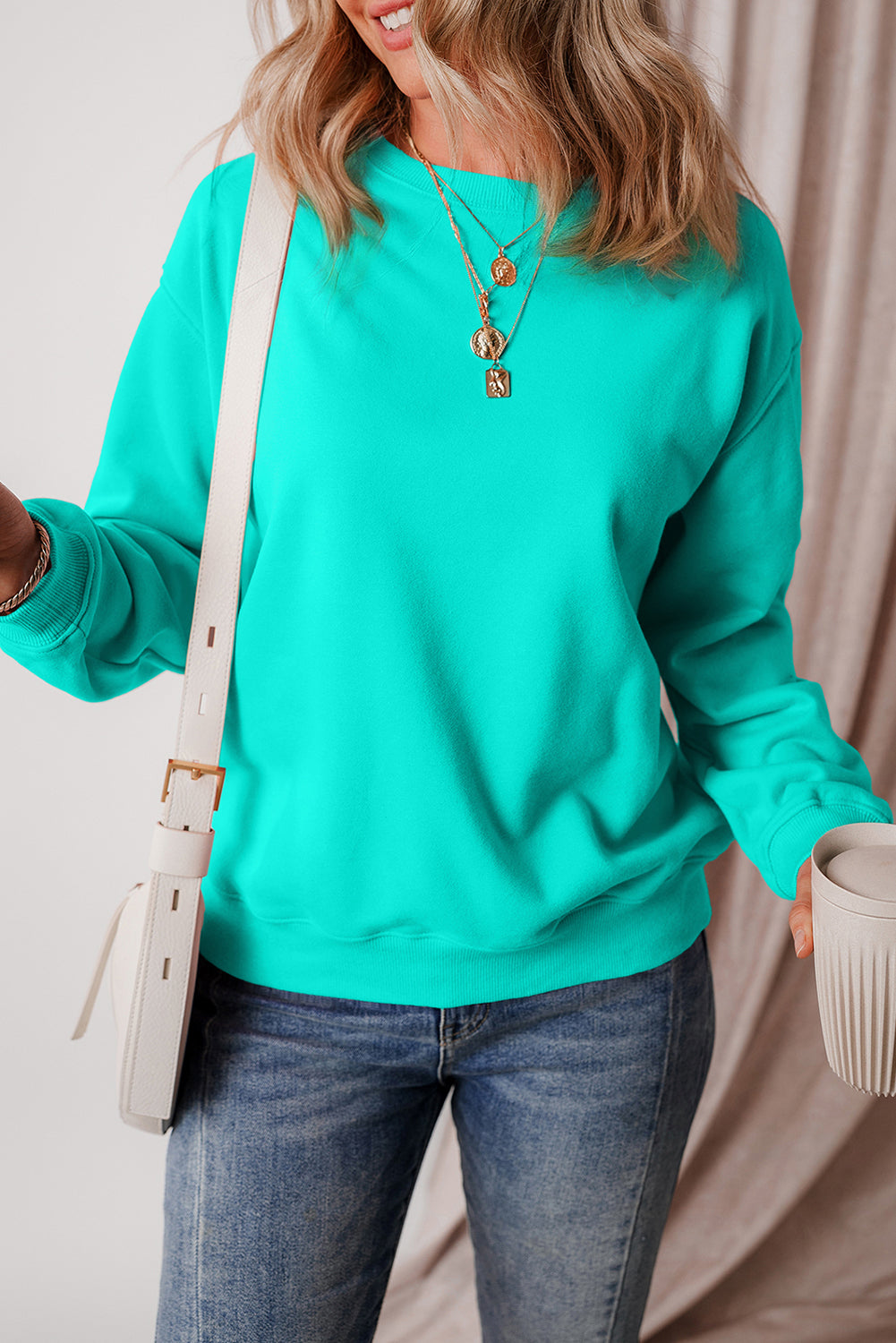 Jozina | Klassieke en eenvoudige effen fleece trui