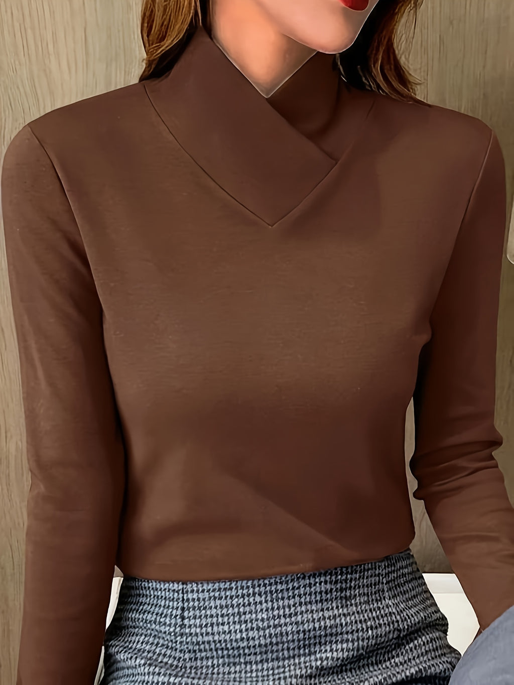 Vesira | Dames shirt met hoge hals en lange mouwen – Warme casual trui voor herfst en winter