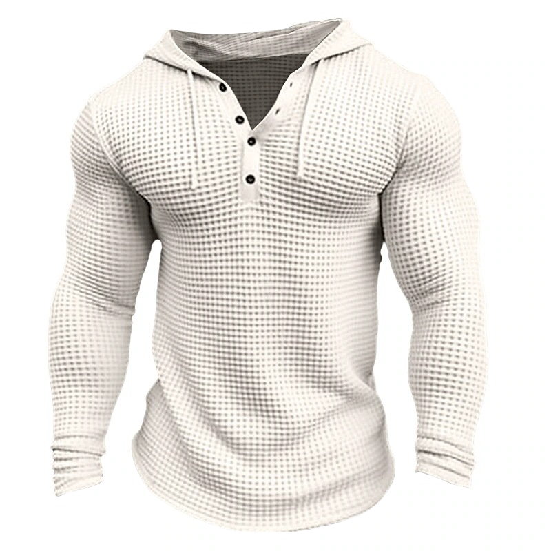 Jaxel | Moderne wafelhoodie voor heren – Casual streetwear-trui met lange mouwen