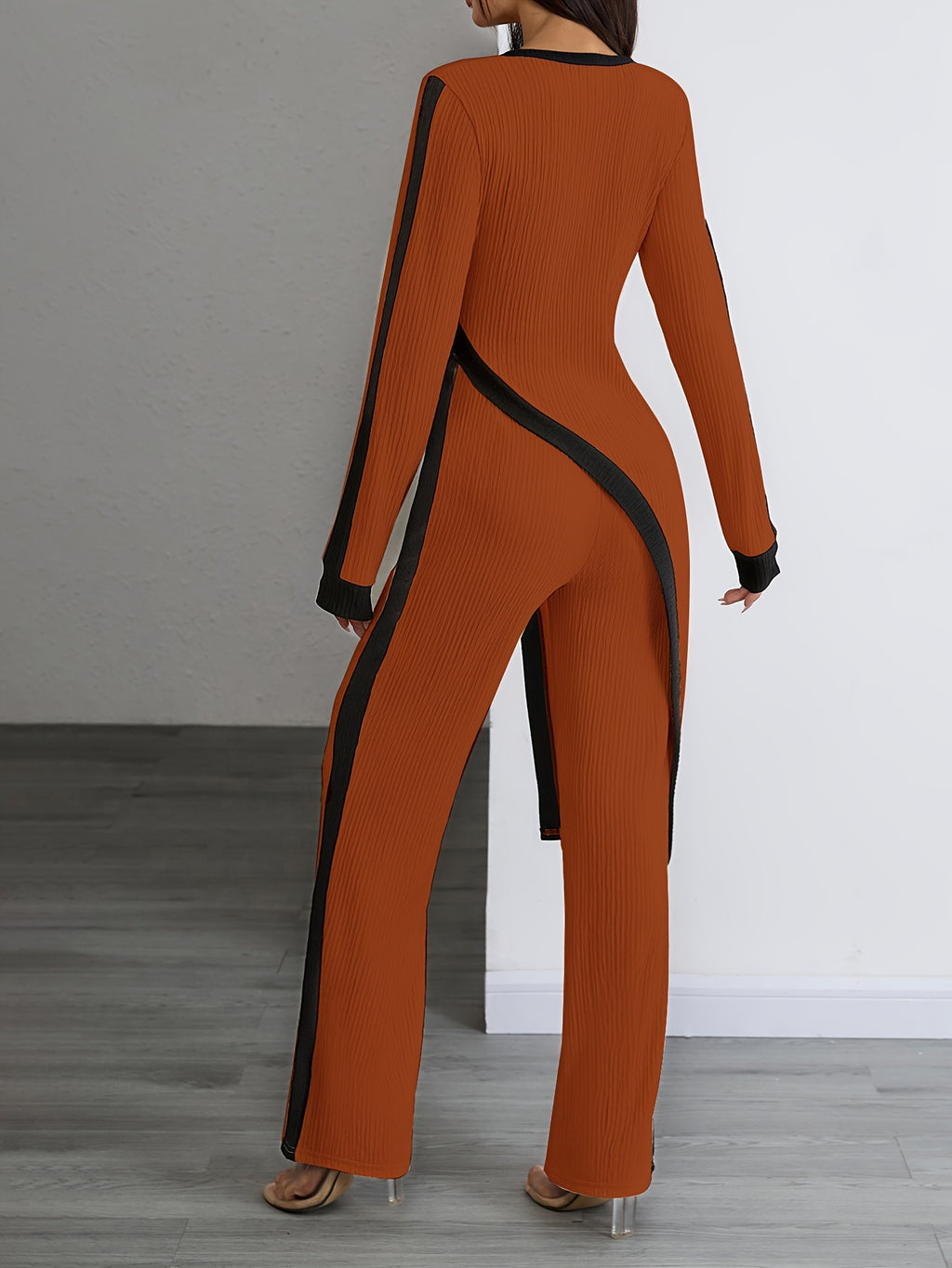 Irelia | Women's Long Sleeve Top and Wide Leg Trousers Set - Elegant Spring Outfit