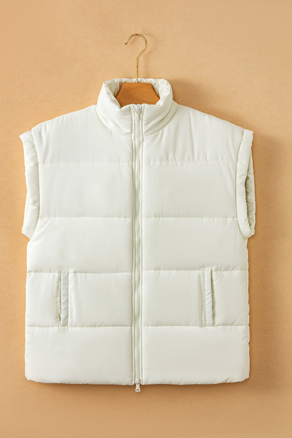 Laufey | Oversized mouwloos damesvest met rits en staande kraag - warme, knusse winterkleding