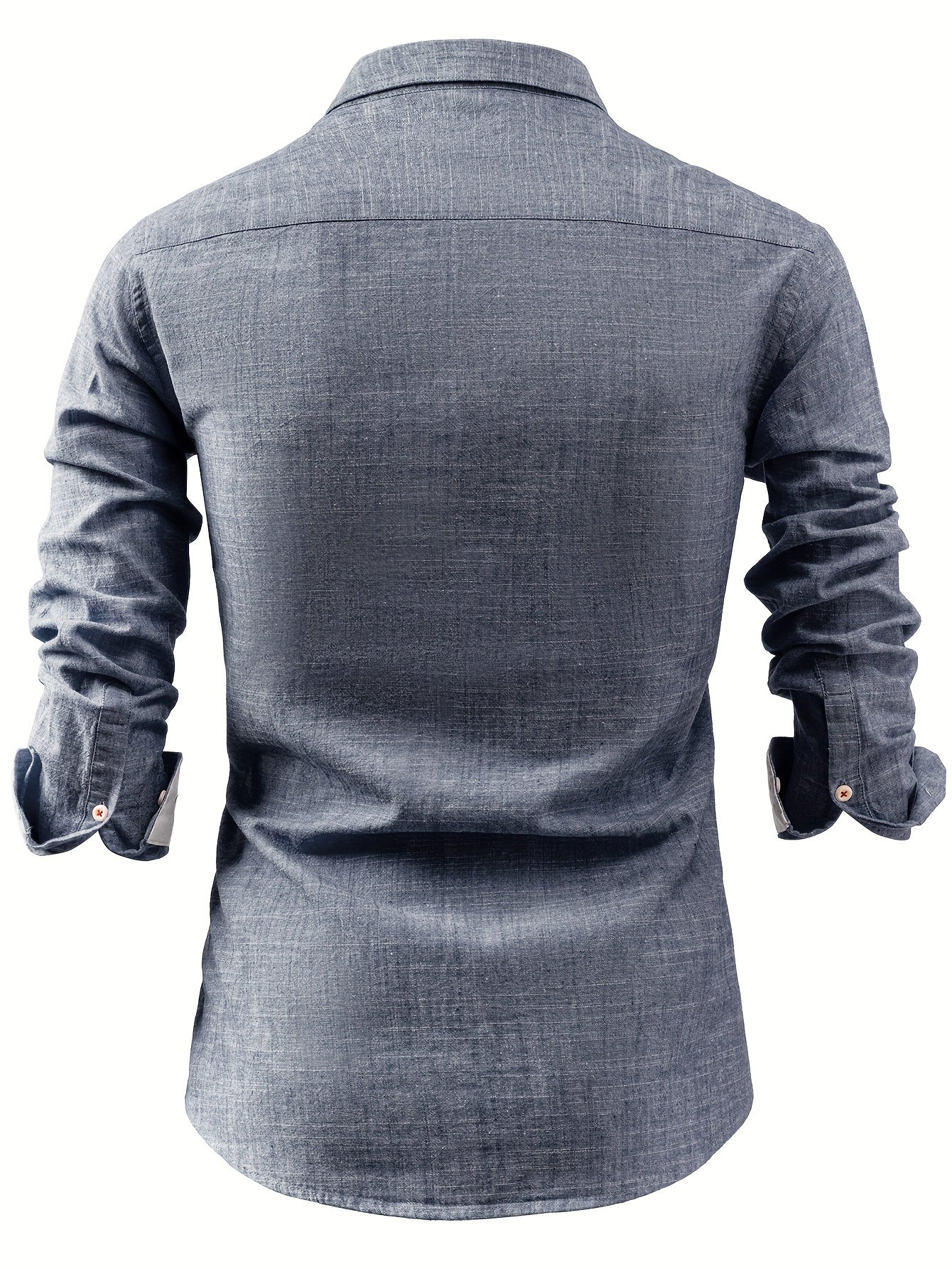 Wolfram | Men's Vintage Style Long Sleeve Button-Down Shirt - Cotton-Linen Blend