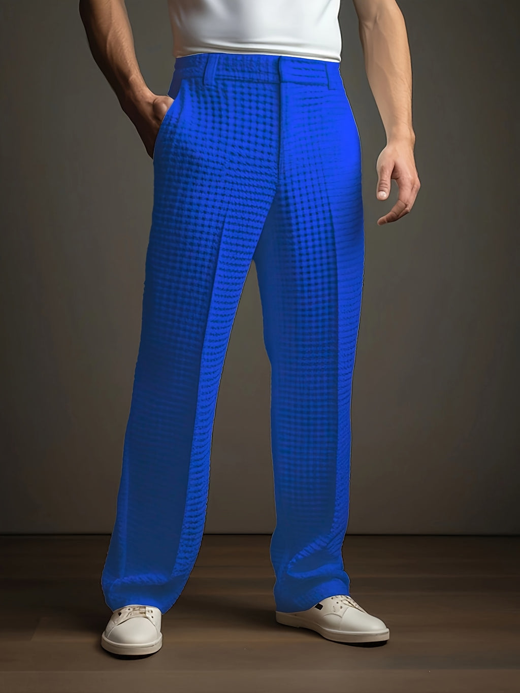 Archer | Rechte casual broek voor heren – zakelijke chino met wafelstructuur, slim fit kantoorbroek