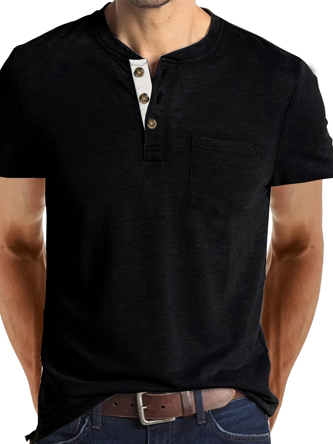 Ewald | Chemise Henley classique pour homme - Manches courtes, tendance et confortable au quotidien 