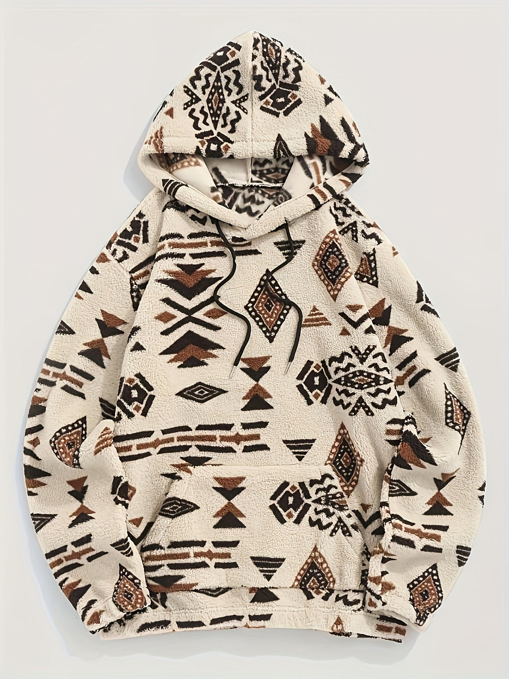 Dario | Herenhoodie met Aztekenprint en pluche - Casual Flannel, fleece gevoerd, lange mouwen, verstelbaar rijgsnoer