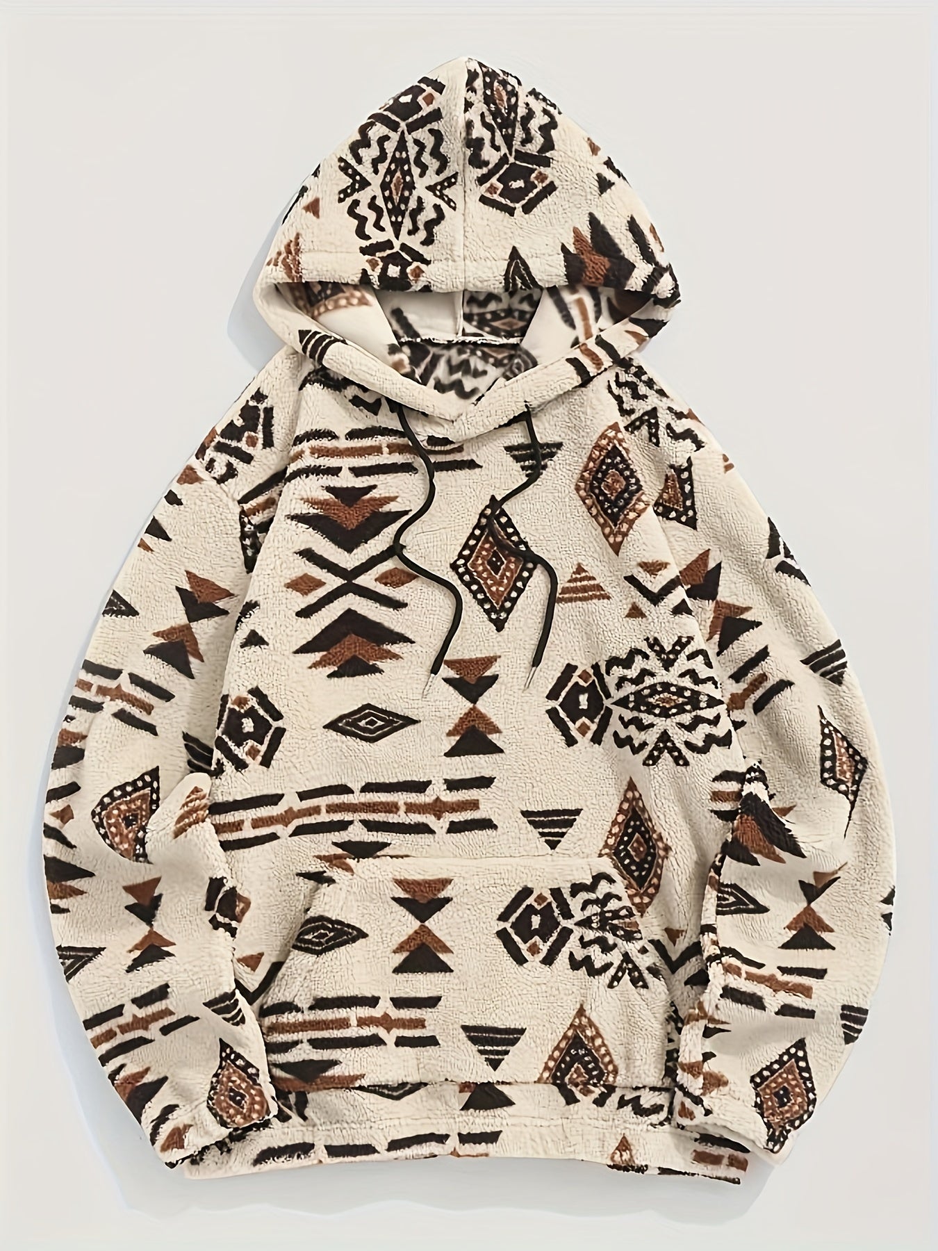 Dario | Herenhoodie met Aztekenprint en pluche - Casual Flannel, fleece gevoerd, lange mouwen, verstelbaar rijgsnoer