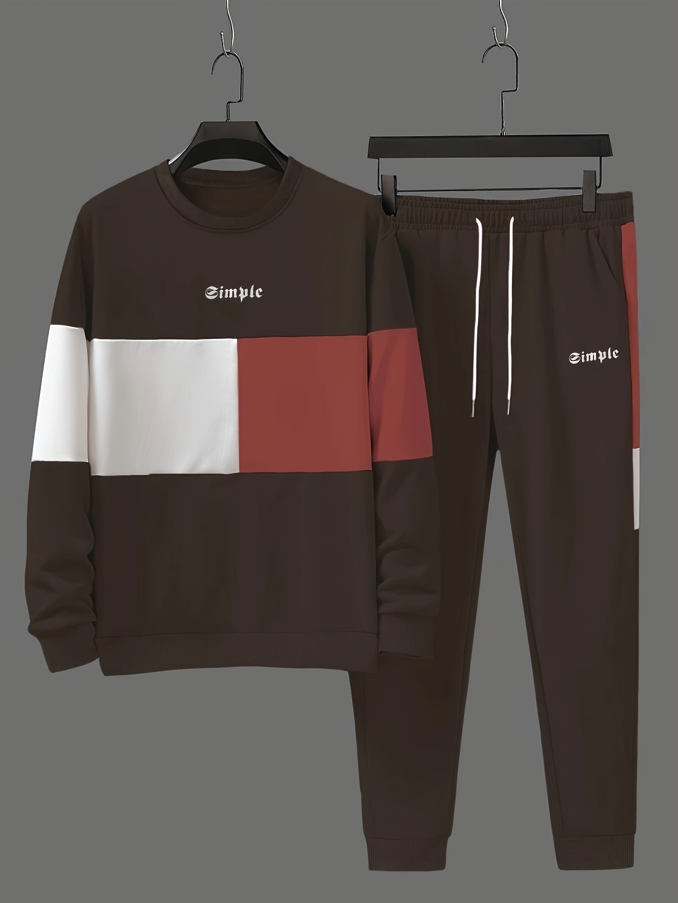 Valiant | Sweater & joggerset met kleurblok voor heren - Casual trainingspak met lange mouwen