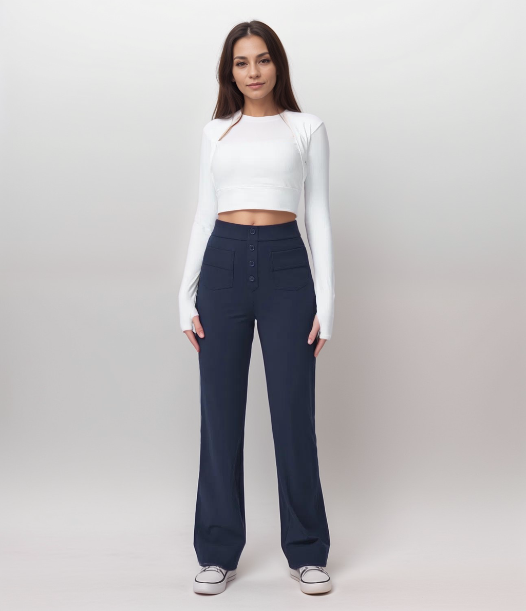 Varda | High Waisted Stretch Women's Trousers - Versatile Casual Pants
