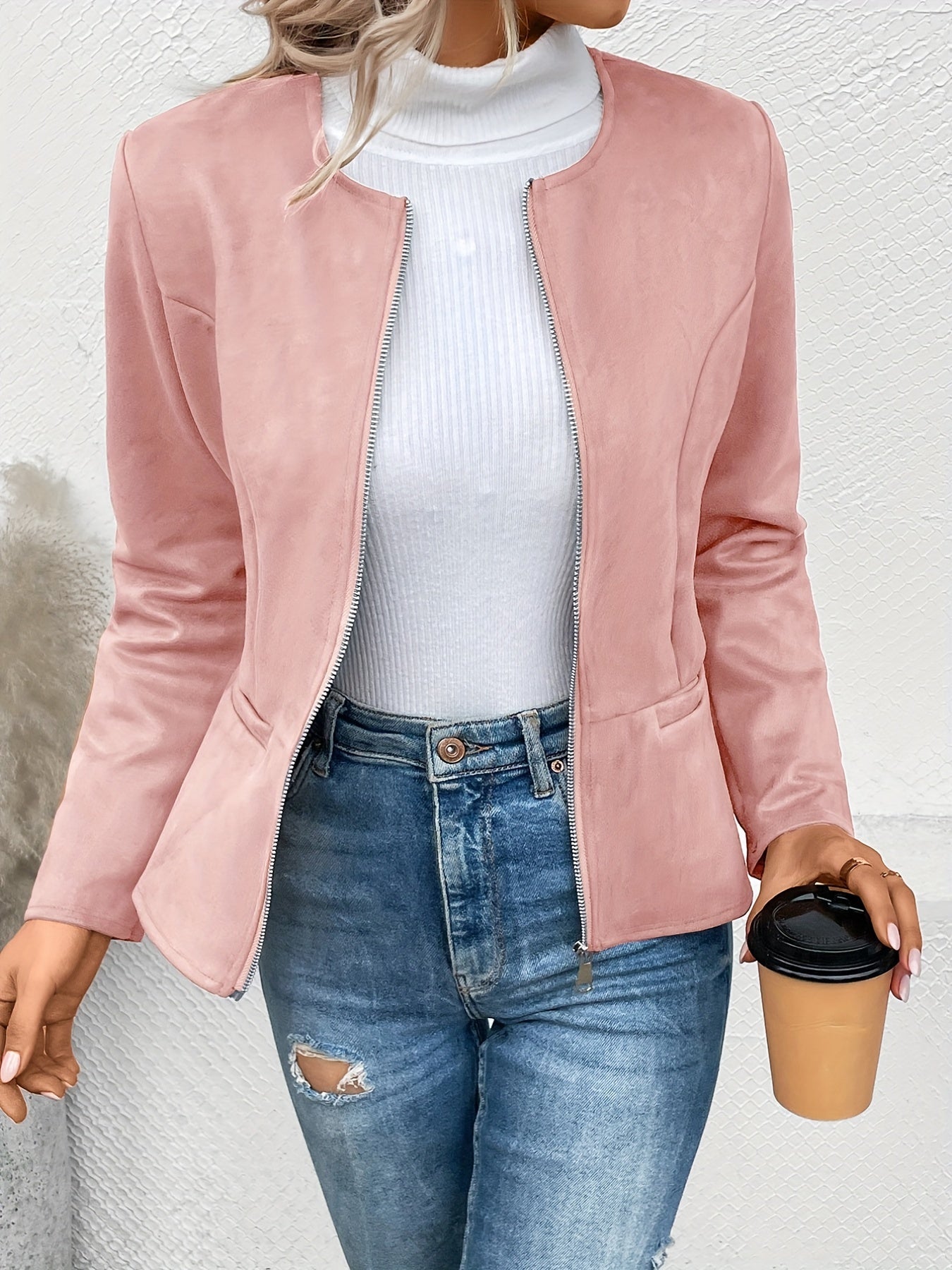 Rialta | Fitted women's vest with zipper - Round neck, long sleeve top