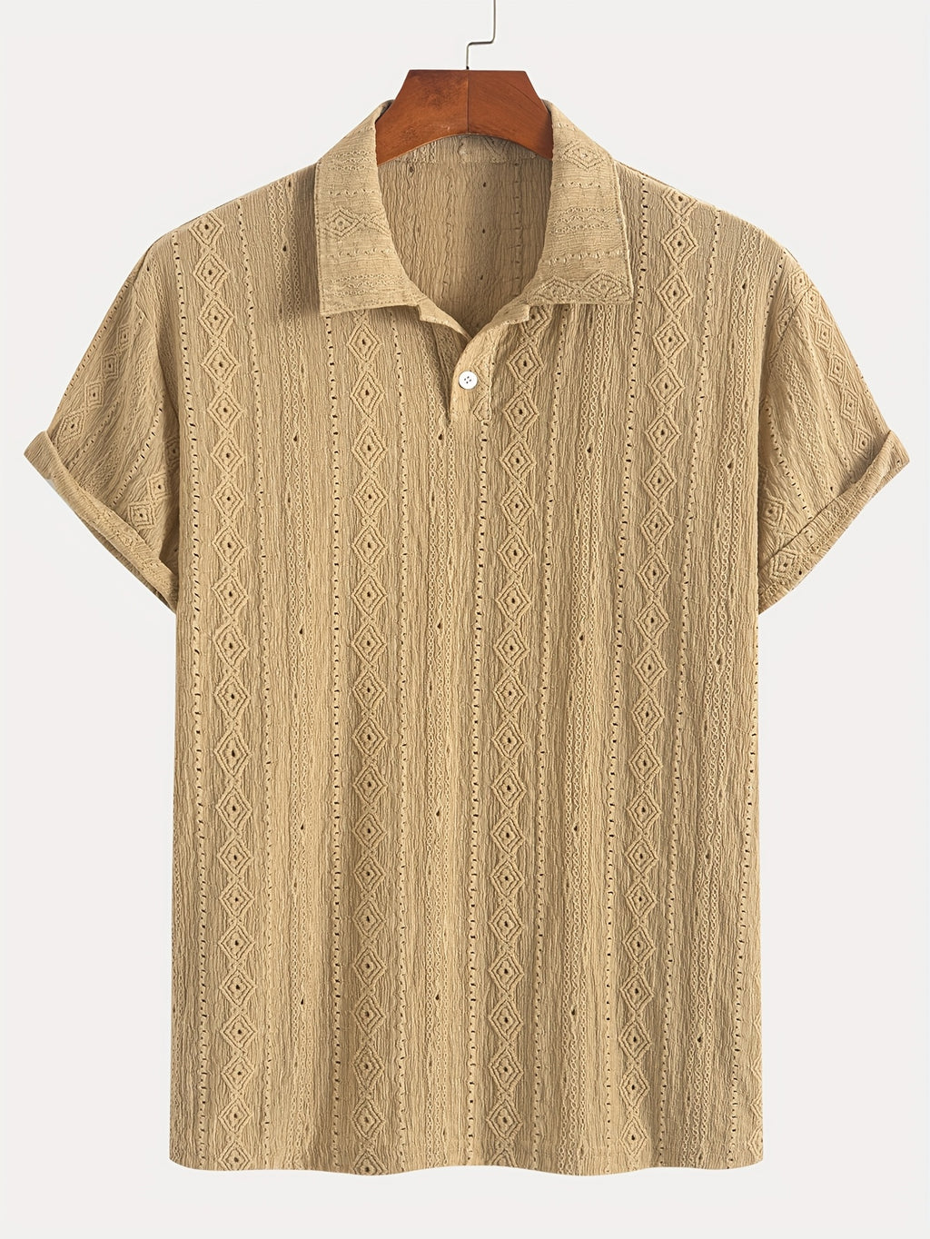 Volric | Gebreid heren poloshirt - Eyelet borduursel, ademende, korte mouw