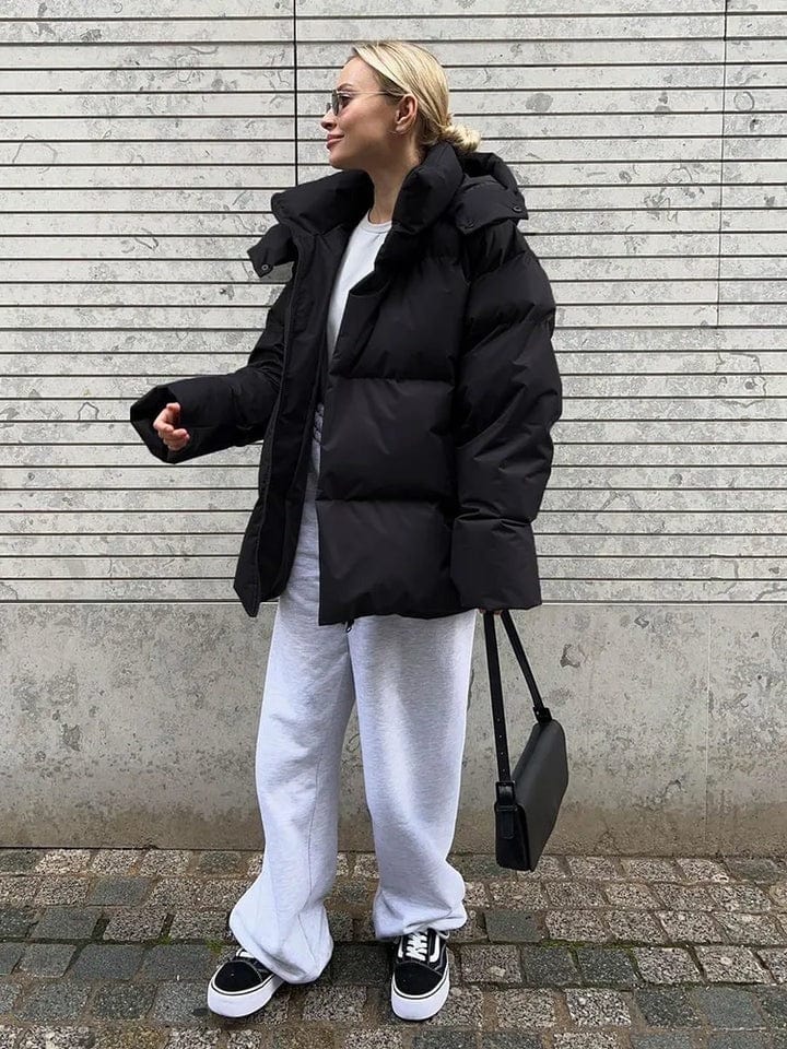 Ivella | Oversized gewatteerde pufferjas voor dames met hoge kraag – Warme winterjas