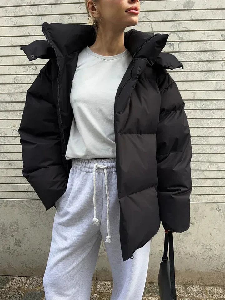 Ivella | Oversized gewatteerde pufferjas voor dames met hoge kraag – Warme winterjas
