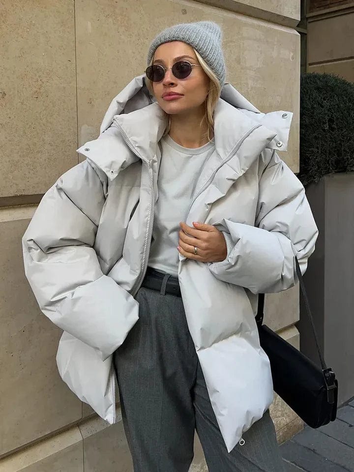 Ivella | Doudoune oversize matelassée à col montant pour femme – Manteau d'hiver chaud