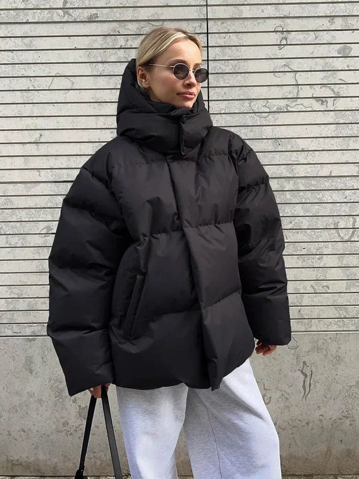 Ivella | Oversized gewatteerde pufferjas voor dames met hoge kraag – Warme winterjas