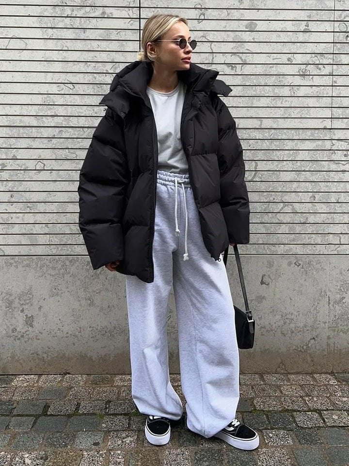 Ivella | Oversized gewatteerde pufferjas voor dames met hoge kraag – Warme winterjas